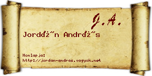 Jordán András névjegykártya